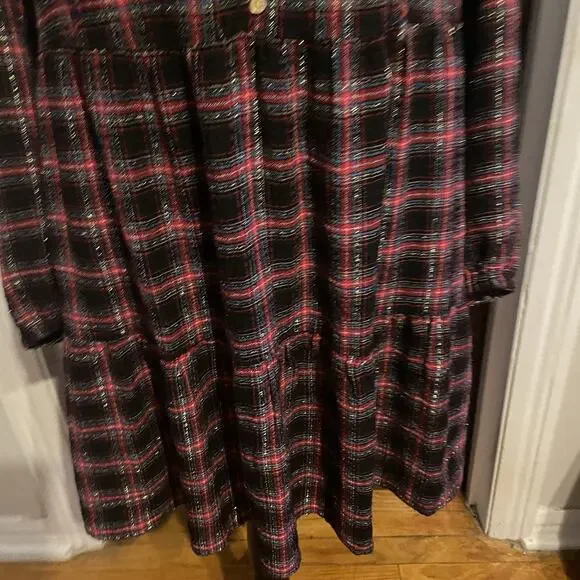 Loft Shimmer Plaid Tiered Dress - Picture 7 of 16